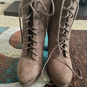 Brown Faux Suede Booties